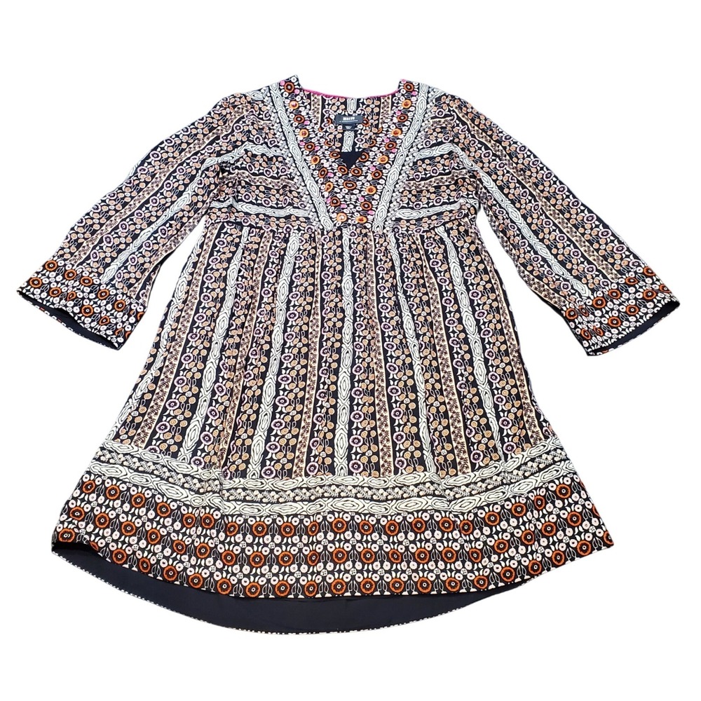 Anthropologie Maeve Naomi Embroidered Tunic Dress Small Boho Pockets Beaded EUC